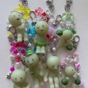 Smiski Keychain | Smiski Bag Charm | Upcycled Silly Green Guys Keychains | Green Smiski Keychains