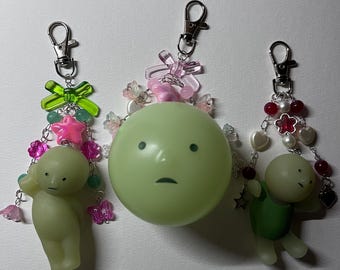 Smiski Keychain | Smiski Bag Charm | Upcycled Silly Green Guys Keychains | Green Smiski Keychains