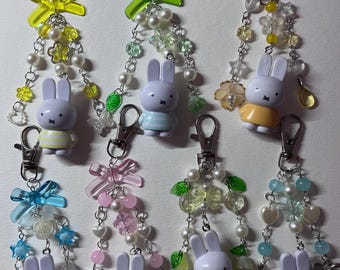 miffy keychains | upcycled miffy bunny trinket keychains | miffy bag charms | trinket keychain