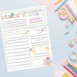 Get to know my TEACHER, teacher survey, teacher questionnaire, digital download