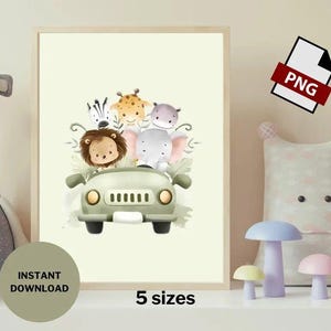 Safari Animal print Nursery Wall Art Jungle Animals Wall Decor for Kids Safari nursery decor Cute safari prints