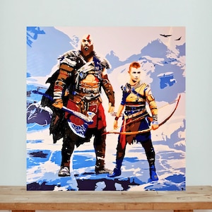 God of war Wall Art Kratos poster Fine Art Print Scandinavian mythology poster Game room decor gift for God of War fans