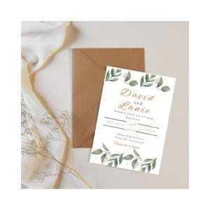 Sage Green Wedding Invitation Template Set | Editable Wedding Invitation, Details Card, RSVP Card with QR Code | Green Wedding Suite