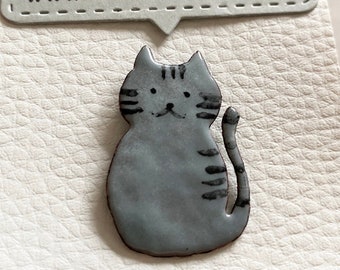 Swedish Grey Cat Enamel Pin, Handmade Cat Brooch Made In Sweden, Cat Gift Ideas for Cat Lover