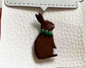 Swedish Rabbit Enamel Pin, Handmade Bunny Brooch Made in Sweden, Rabbit Gifts For Women