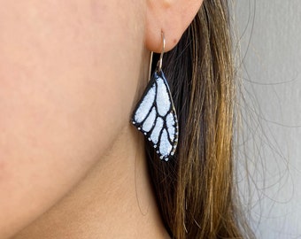 Butterfly Earrings Dangle Butterfly Wing Earrings Enamel Earrings White Yellow Orange