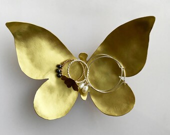 Butterfly Decorations For Home, Brass Ring Dish Gold Butterfly, Handmade Jewelry Dish