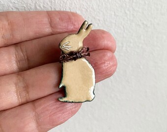 Rabbit Enamel Pin, Handmade Rabbit Brooch Made In Sweden, Rabbit Gifts For Women