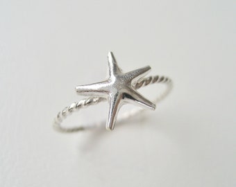Sterling Silver Tiny Star Fish Ring