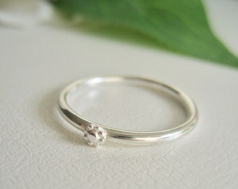 Little Flower Ring Sterling Silver, Daisy Flower Ring Flower Girl Ring, Purity Ring, Flower Jewerly, Flower Stack Ring