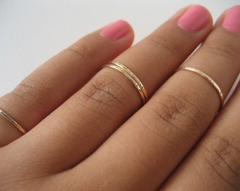 Dainty Thin Hammered Ring - 14k Gold Filled Ring