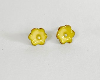Tiny Flower Earrings Enamel Stud Earrings with Sterling silver Post
