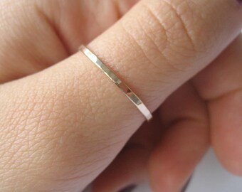Dainty Hammered Band Ring 14k Gold Filled