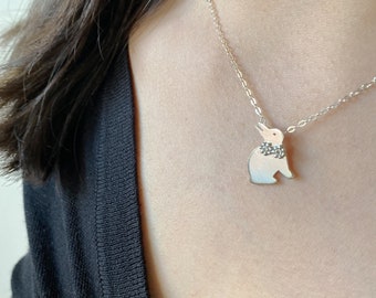 Bunny Necklace Sterling Silver Etsy Jewelry Little Girl Gift Rabbit Necklace, Pet Gift for Girls