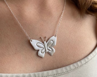 Butterfly Necklace Sterling Silver, Big Butterfly, Statement Necklace, Gift for sister, Gift for friend
