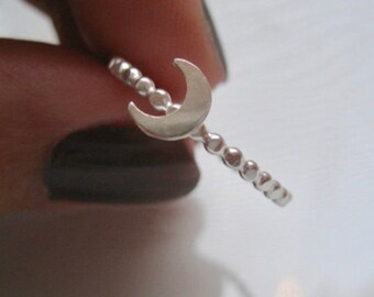 Dainty Crescent Moon Ring Sterling Silver