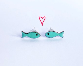 Cute Enamel Fish Earrings Sterling Silver Post Earrings available in 24 colors