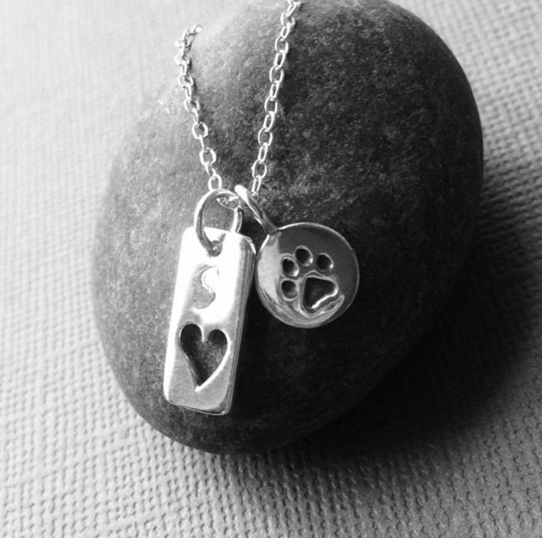 Pet Gift, Sterling Silver Paw Print Necklace, Pet Memorial Necklace - Etsy