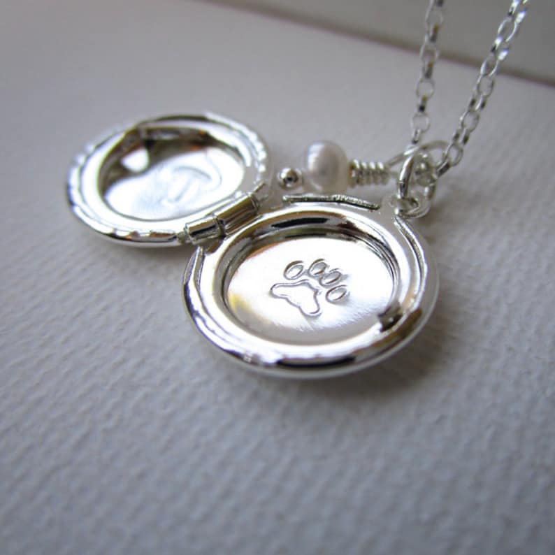 Tiny Gold Locket Necklace Paw Locket Necklace With Initial Etsy