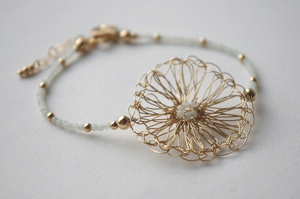 Wire Crochet Jewelry Gold Flower Initial BraceletGardening Etsy