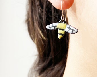 Queen Bee Earrings Enamel Bee Jewelry Gift For Women