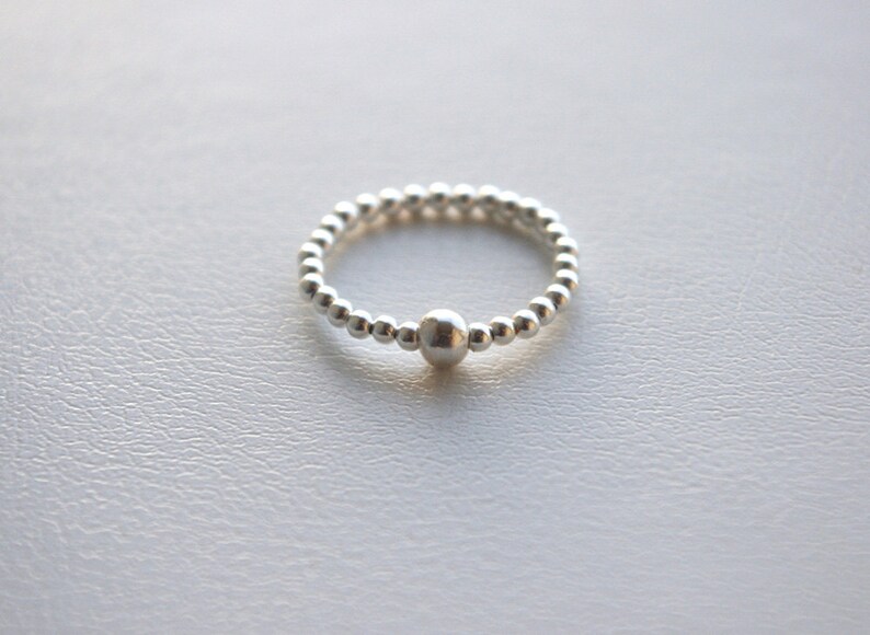 Custom Stretch Ring Beaded Stackable Silver Ring Tiny Etsy