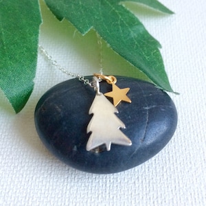 Sterling Silber Weihnachtsbaum Charm Halskette