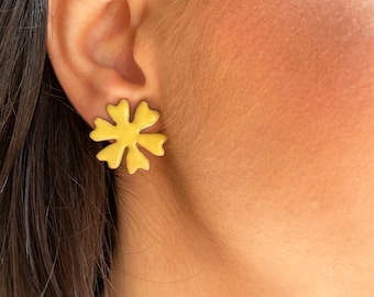 Flower Power Earrings Enamel Stud Earrings