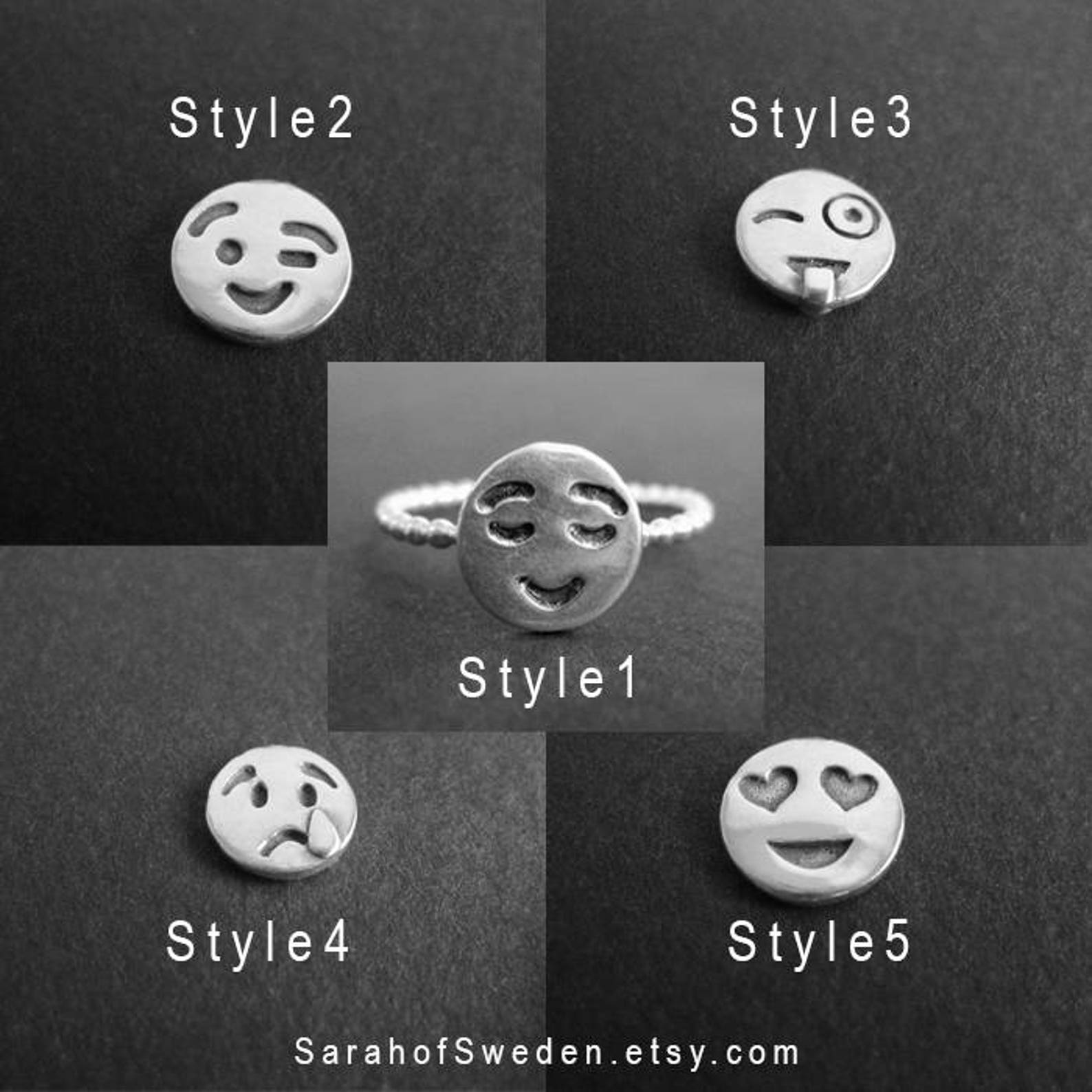 Mood Ring Emoji Face Ring Sterling Silver Emoji Jewelry BFF Etsy