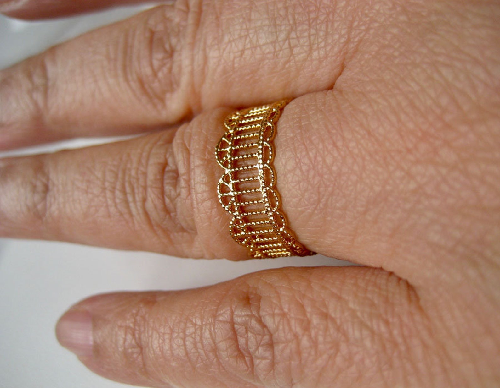 Wide Ring Gold Plated Brass Etsy