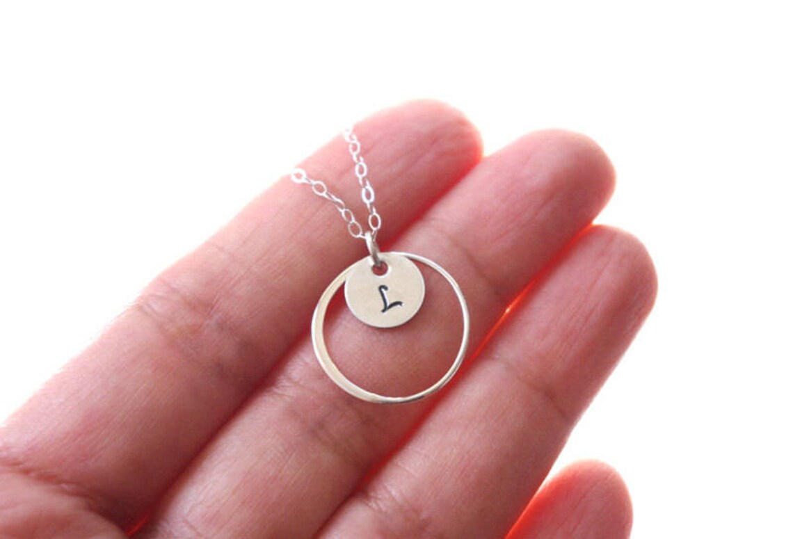 Promise Ring Necklace with Initial Circle Necklace with Etsy