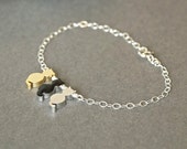 Pet Gift,Cat Bracelet,Gold Cat Bracelet Black Cat Bracelet Silver Cat Bracelet,Three 3 Cat Bracelet,Pet Memorial Jewelry, Gift For Cat Lover