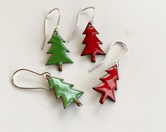 Enamel Pine Tree Necklace Christmas Tree Necklace