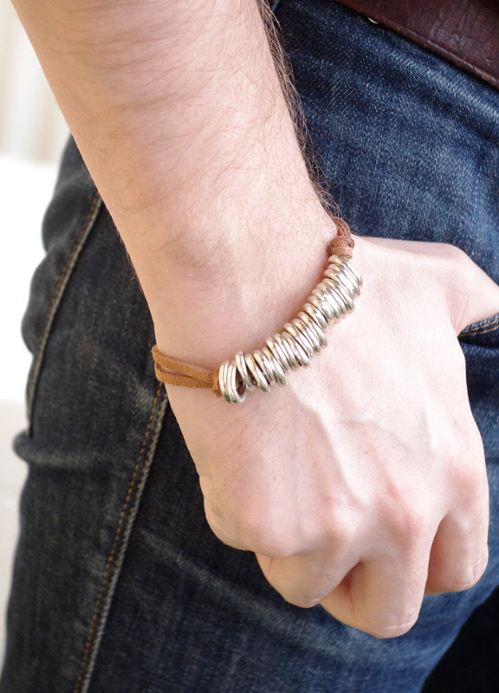 Unisex Bracelet Cuff Bracelet Women's Suede Links Etsy