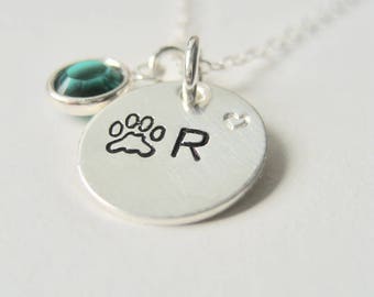 Dog Lover Gift, Pet Necklace Personalized, Paw Print Necklace Sterling Silver,Pet Gift