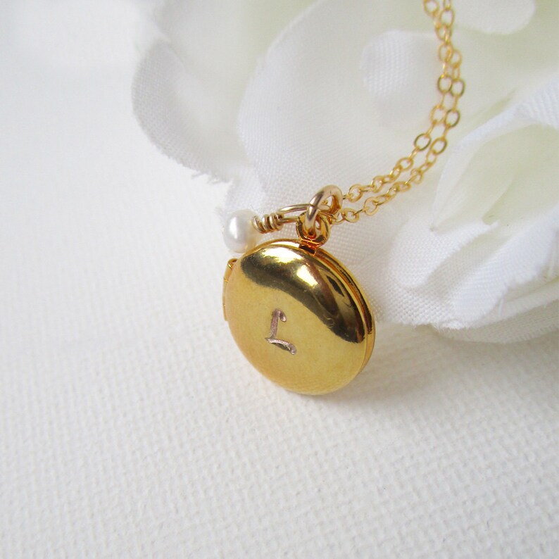 Tiny Gold Locket Necklace Paw Locket Necklace With Initial Etsy