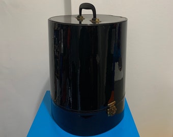 Large Vintage Hatbox, Round Cardboard, Fan Design