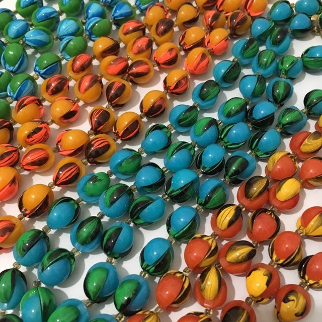 1960s Psychedelic Granny Bead Necklace, Original Deadstock Etsy New