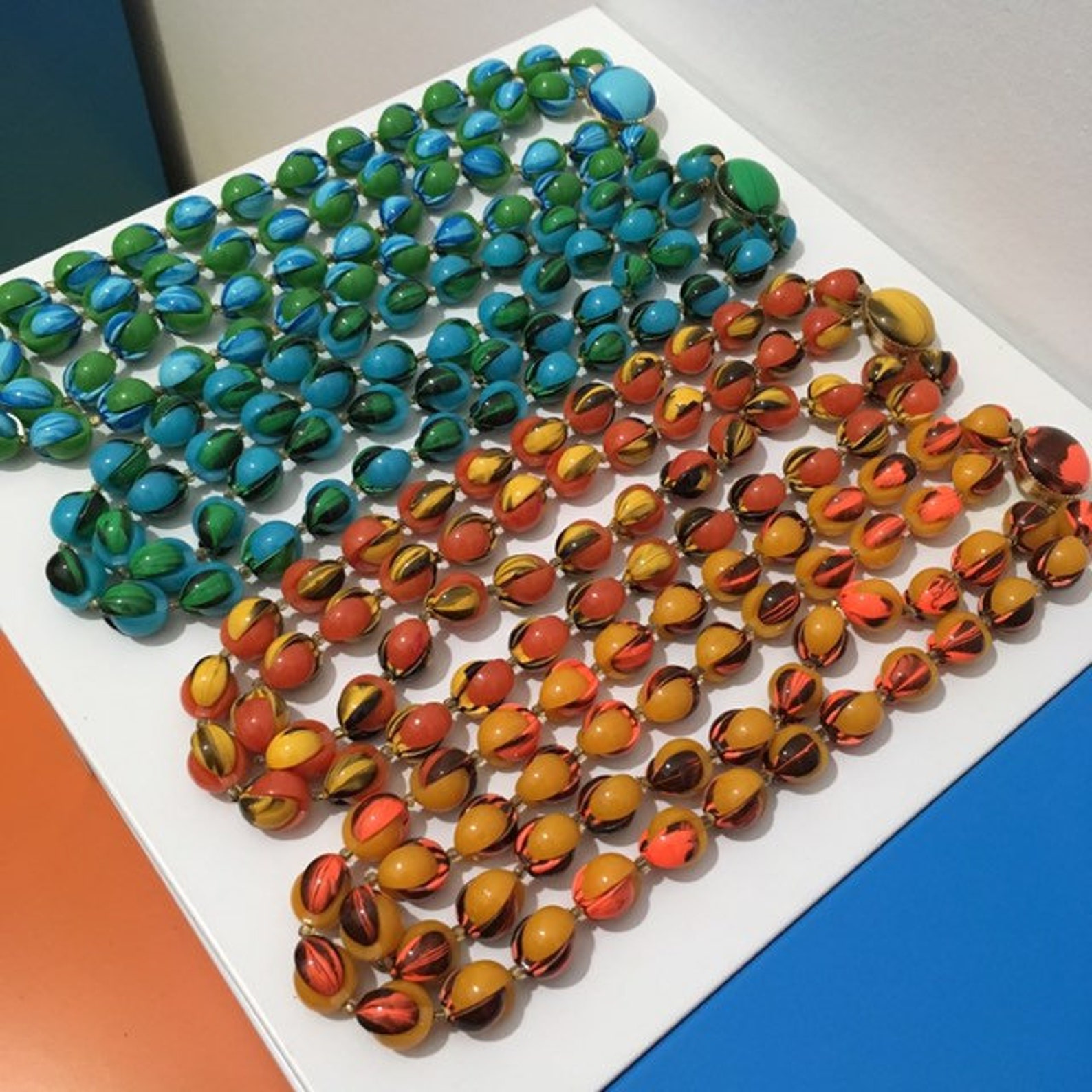 1960s Psychedelic Granny Bead Necklace, Original Deadstock Etsy