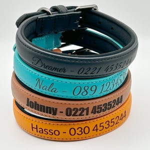 personalized leather dog collar, Sturdy collar engraved with name, Comfortable quality dog collar with phone number