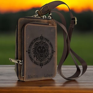 Sac bandoulière en cuir pour homme, sac en cuir véritable personnalisé, cadeau gravure signe astrologique, petit sac bandoulière femme