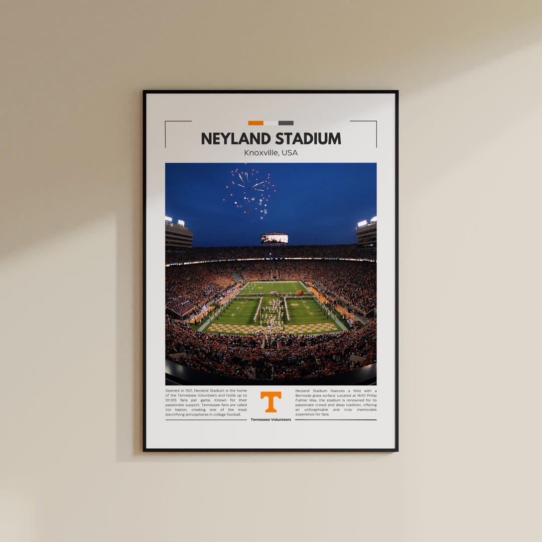 Neyland Stadium Print Tennessee Volunteers Poster Vintage NFL Print ...