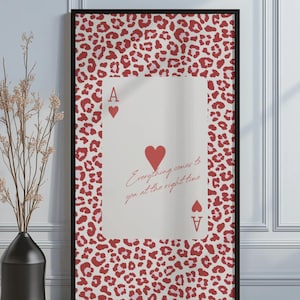 Red Cheetah Ace Of Spades Print, Retro Playing Card Wall Art, Inspiring Quote Poster,  Y2K Wall Decor, Trendy Aesthetic Preppy Room Decor