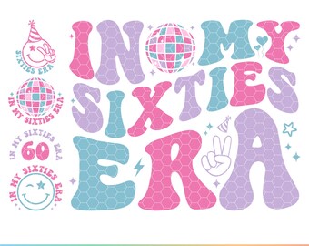 Sixties Era PNG SVG, Colorful, Black Files Digital Download