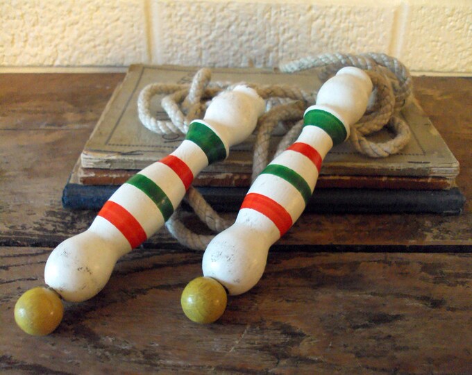 Vintage Jump Rope With Wooden Handles Etsy