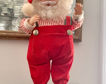 Vintage Telco Standing Santa Made in Phillipines Vintage Standing Santa Suspenders Glasses Vintage Telco Creations Santa