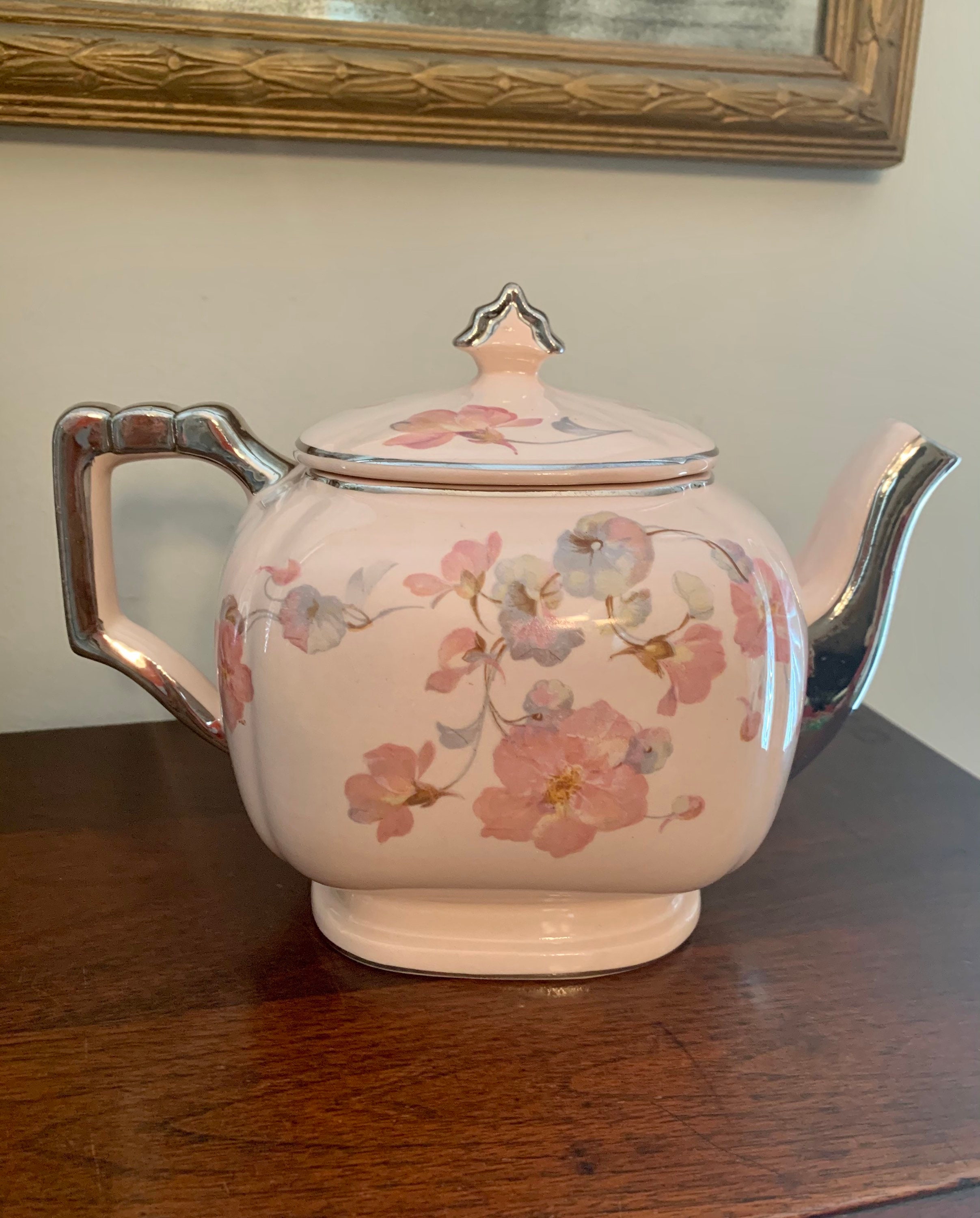 Vintage Art Deco Teapot with Lid Pink Glo Peche Ware by Etsy