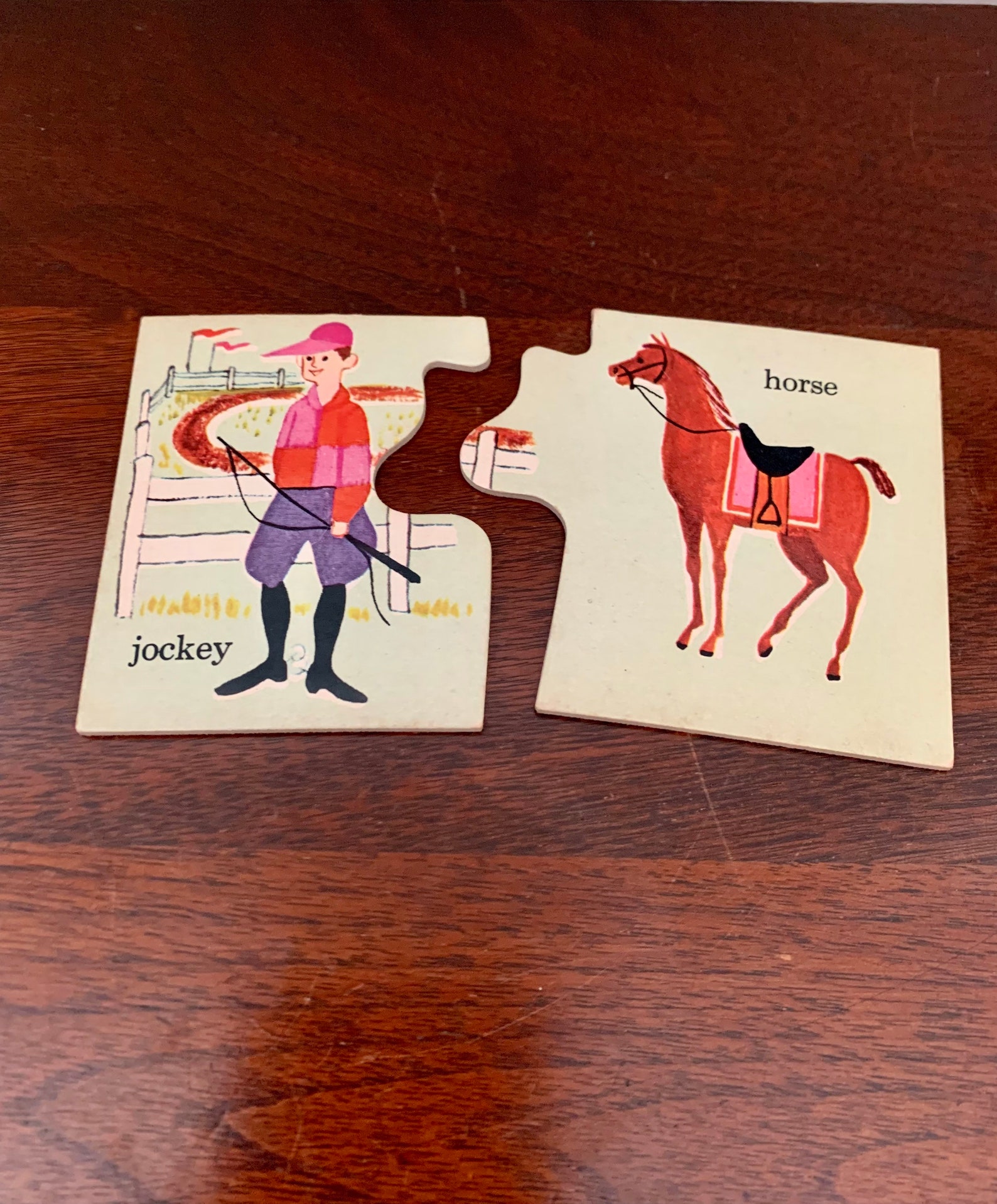 Jockey and Horse Puzzle Pieces Vintage Puzzle Pieces Jockey Etsy