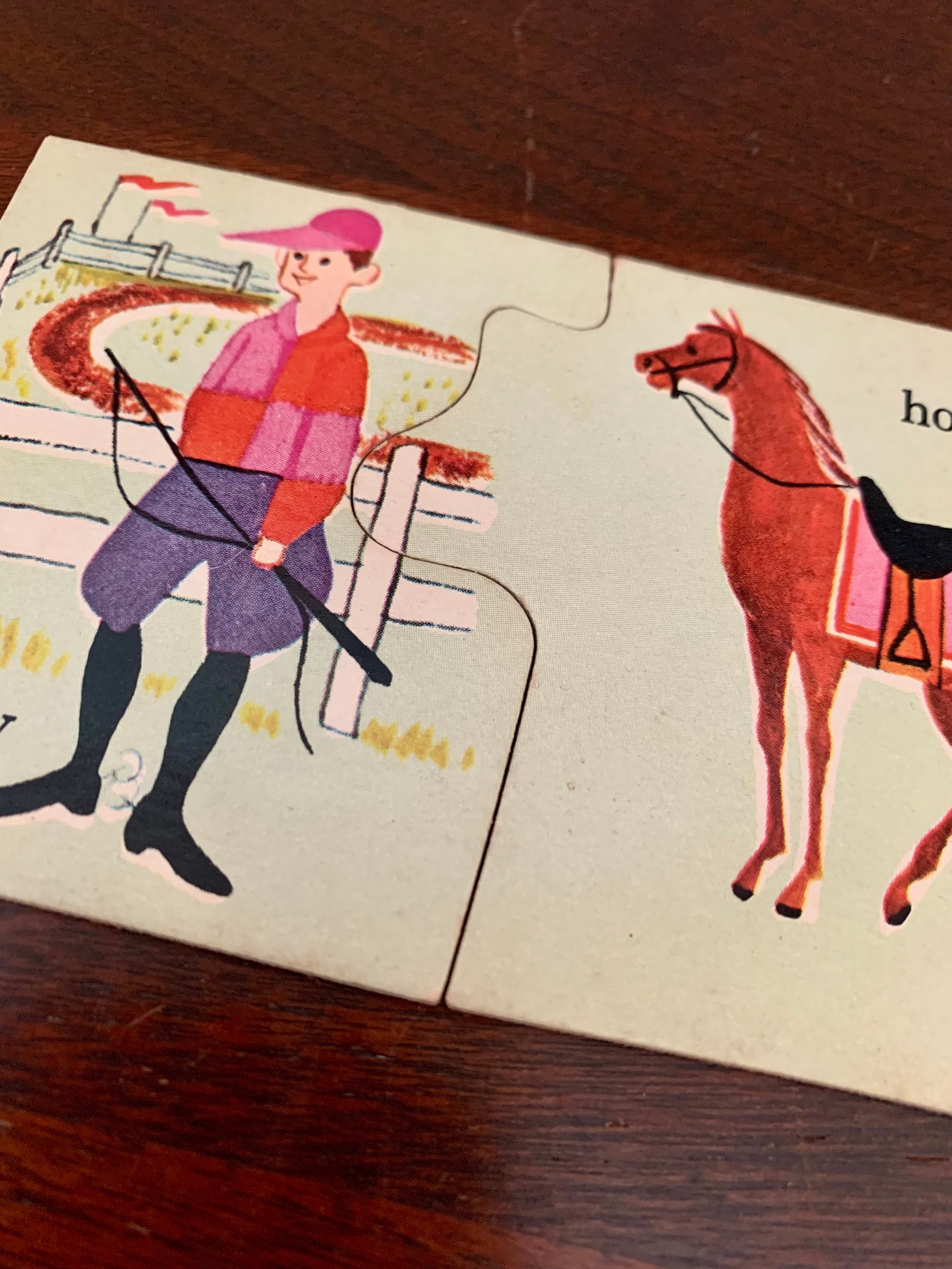 Jockey and Horse Puzzle Pieces Vintage Puzzle Pieces Jockey Etsy