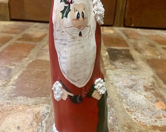 Hand Painted Wood Santa Artist Jackie Berry 2002 Wooden Santa Hand Painted